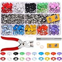 Alritz 200 sets de botones de presión con alicates de fijación- juego de botones de presión- anillo de metal- botones de…